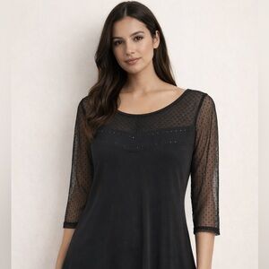 Belldini Black Sheer Sleeve Blouse